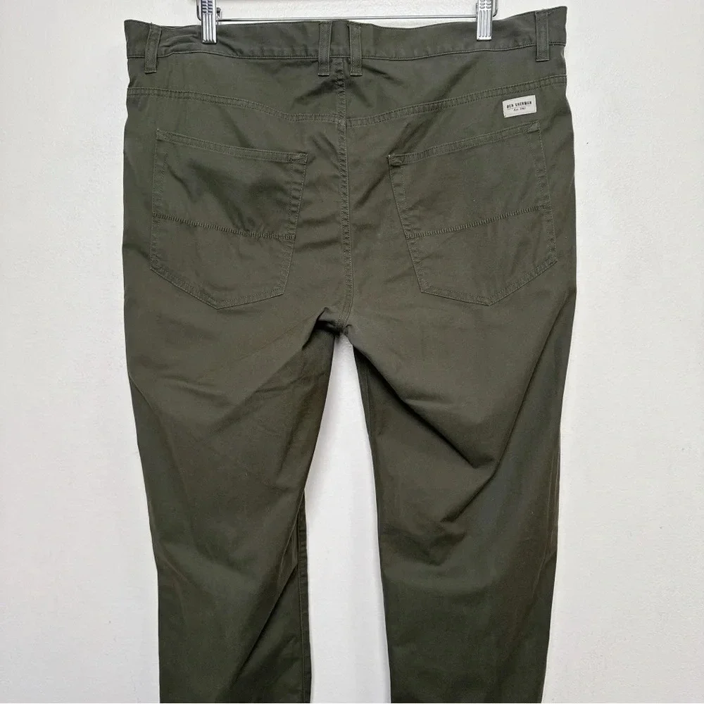 Ben Sherman Mens 38/34 Chino Dark Olive Slim Trouser